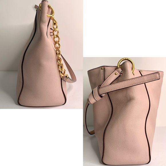 Tory Burch Everly Hobo Bag Shell Pink Pebbled Leather Purse Medium - Picture 5 of 14